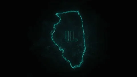 Plexus flat map showing the state of Illinois from the United State of America Stock Footage 171239888