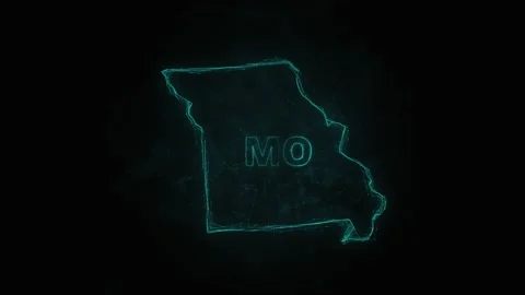 Plexus flat map showing the state of Missouri from the United State of America Stock Footage 171240258