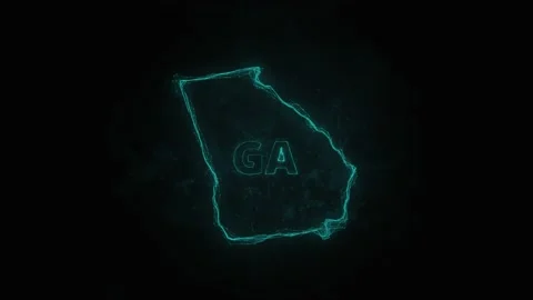 Plexus flat map showing the state of Georgia from the United State of America on Stock Footage 171240273