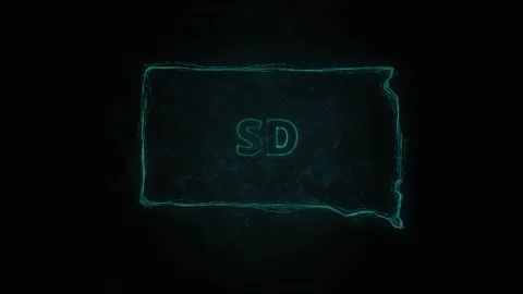 Plexus flat map showing the state of South Dakota from the United State of Stock Footage 171240294
