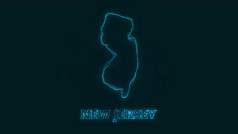 Plexus flat map showing the state of New Jersey from the United State of America Stock Footage 171240314
