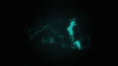 Plexus flat map showing the state of Maryland from the United State of America Stock Footage 171240334