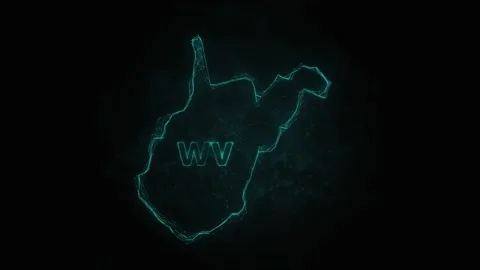 Plexus flat map showing the state of West Virginia from the United State of Stock Footage 171240737