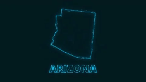 Plexus flat map showing the state of Arizona from the United State of America on Stock Footage 171240876
