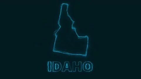 Plexus flat map showing the state of Idaho from the United State of America on Stock Footage 171240961