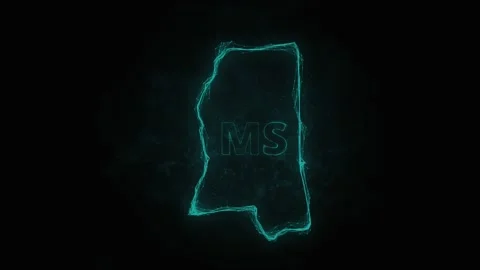 Plexus flat map showing the state of Mississippi from the United State of Stock Footage 171241002