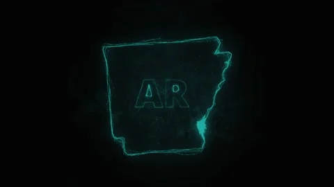 Plexus flat map showing the state of Arkansas from the United State of America Stock Footage 171241084