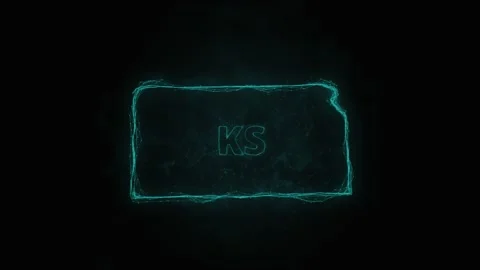 Plexus flat map showing the state of Kansas from the United State of America on Stock Footage 171241117