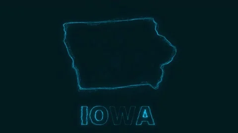 Plexus flat map showing the state of Iowa from the United State of America on Stock Footage 171241258