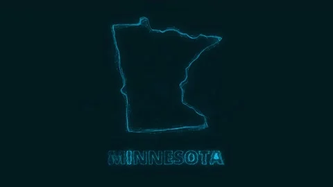 Plexus flat map showing the state of Minnesota from the United State of America Stock Footage 171241378