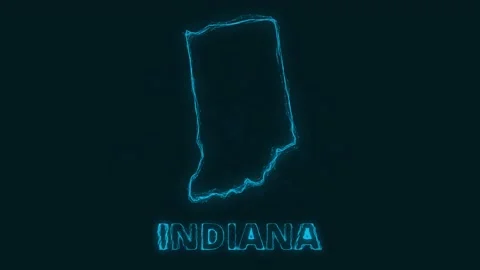 Plexus flat map showing the state of Indiana from the United State of America on Stock Footage 171241400