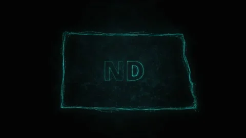 Plexus flat map showing the state of North Dakota from the United State of Stock Footage 171241422