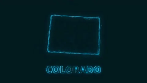 Plexus flat map showing the state of Colorado from the United State of America Stock Footage 171241507