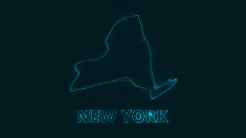 Plexus flat map showing the state of New York from the United State of America Stock Footage 171241522