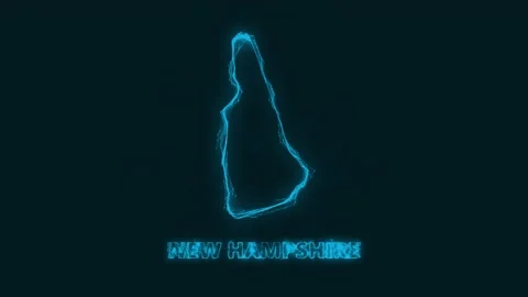 Plexus flat map showing the state of New Hampshire from the United State of Stock Footage 171241540