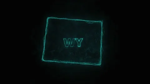 Plexus flat map showing the state of Wyoming from the United State of America on Stock Footage 171241576