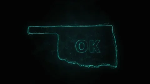 Plexus flat map showing the state of Oklahoma from the United State of America Stock Footage 171241619