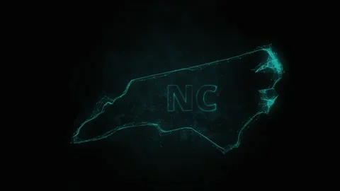 Plexus flat map showing the state of North Carolina from the United State of Stock Footage 171241663