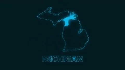 Plexus flat map showing the state of Michigan from the United State of America Stock Footage 171241694