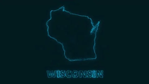Plexus flat map showing the state of Wisconsin from the United State of America Stock Footage 171241711