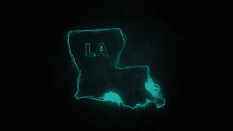 Plexus flat map showing the state of Louisiana from the United State of America Stock Footage 171241737