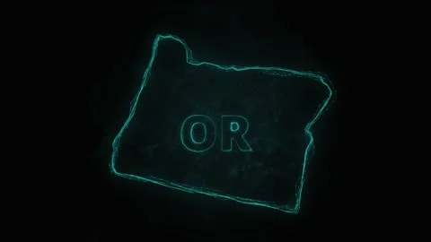 Plexus flat map showing the state of Oregon from the United State of America on Stock Footage 171241801