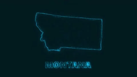 Plexus flat map showing the state of Montana from the United State of America on Stock Footage 171241869