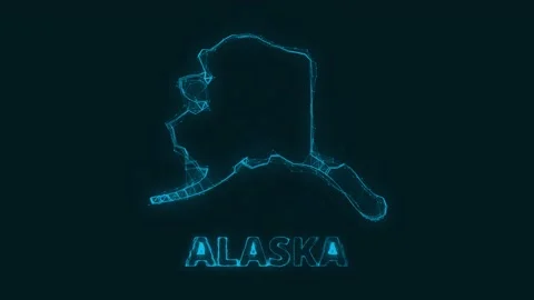 Plexus flat map showing the state of Alaska from the United State of America on Stock Footage 171241897