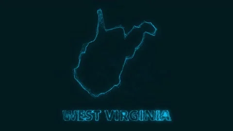 Plexus flat map showing the state of West Virginia from the United State of Stock Footage 171241924