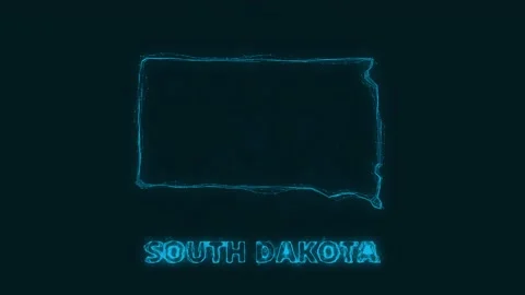 Plexus flat map showing the state of South Dakota from the United State of Stock Footage 171241967