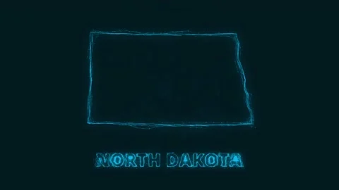 Plexus flat map showing the state of North Dakota from the United State of Stock Footage 171241992
