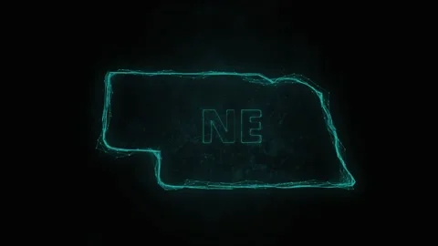 Plexus flat map showing the state of Nebraska from the United State of America Stock Footage 171242026