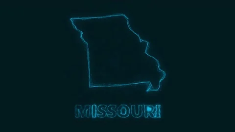 Plexus flat map showing the state of Missouri from the United State of America Stock Footage 171242082