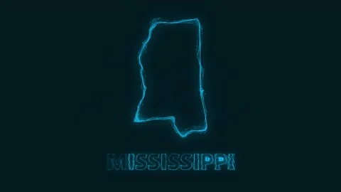 Plexus flat map showing the state of Mississippi from the United State of Stock Footage 171242115