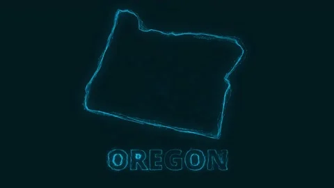 Plexus flat map showing the state of Oregon from the United State of America on Stock Footage 171242153