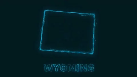 Plexus flat map showing the state of Wyomingfrom the United State of America on Stock Footage 171242243