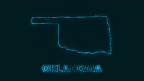 Plexus flat map showing the state of Oklahoma from the United State of America Stock Footage 171242278