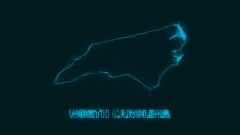 Plexus flat map showing the state of North Carolina from the United State of Stock Footage 171242302