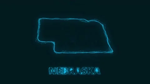 Plexus flat map showing the state of Nebraska from the United State of America Stock Footage 171242324