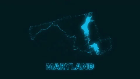 Plexus flat map showing the state of Maryland from the United State of America Stock Footage 171242361
