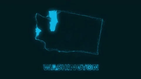 Plexus flat map showing the state of Washington from the United State of America Stock Footage 171242383