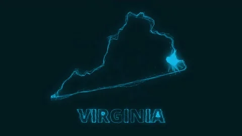 Plexus flat map showing the state of Virginia from the United State of America Stock Footage 171242416