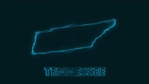Plexus flat map showing the state of Tennessee from the United State of America Stock Footage 171242440