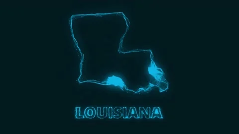 Plexus flat map showing the state of Louisiana from the United State of America Stock Footage 171242478