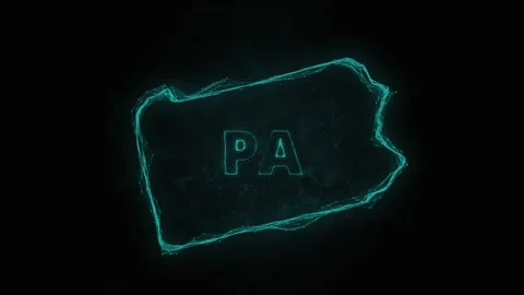 Plexus flat map showing the state of Pennsylvania from the United State of Stock Footage 171242546