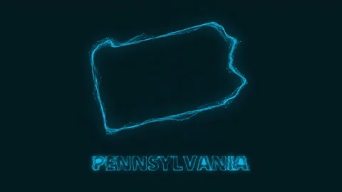 Plexus flat map showing the state of Pennsylvania from the United State of Stock Footage 171242573