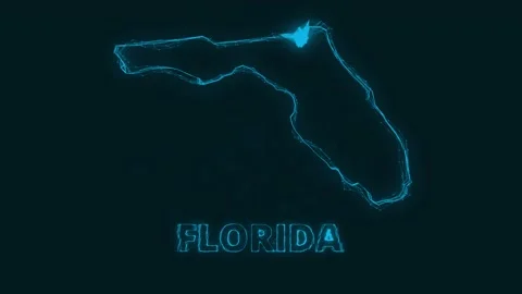 Plexus flat map showing the state of Florida from the United State of America on Stock Footage 171243323