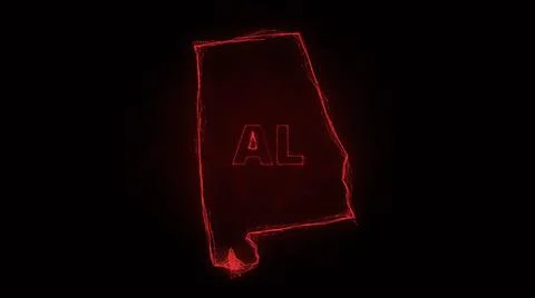 Plexus flat map showing the state of Alabama from the United State of America on Stock Illustration