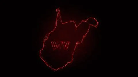 Plexus flat map showing the state of West Virginia from the United State of Stock Illustration