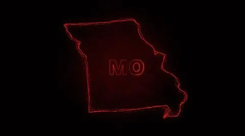 Plexus flat map showing the state of Missouri from the United State of America Stock Illustration
